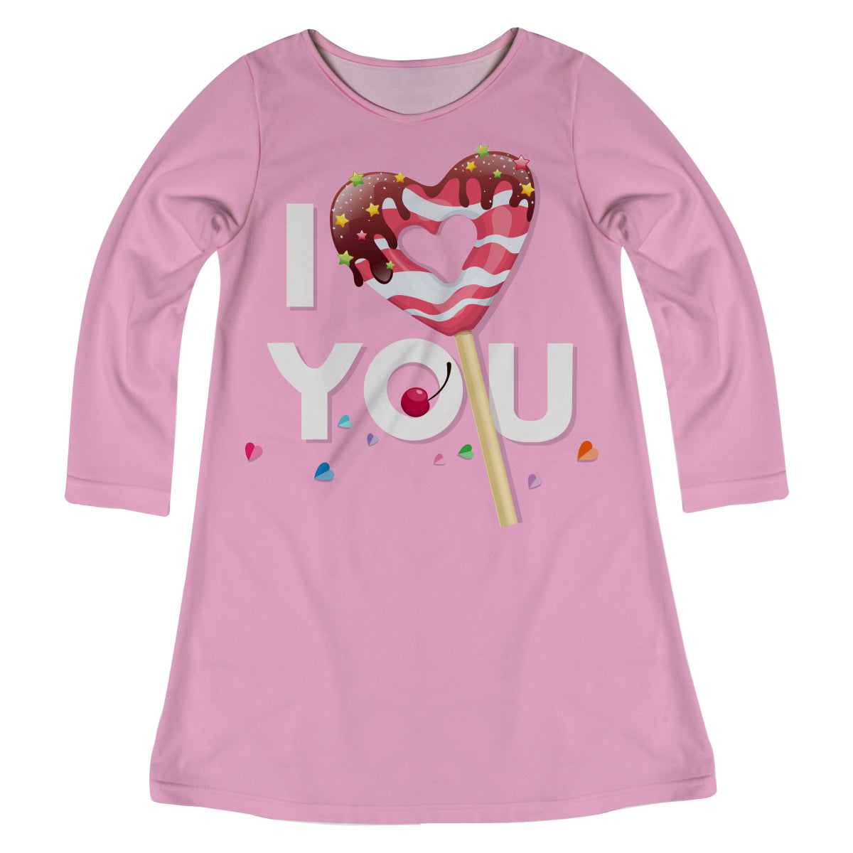 I Love You Pink Long Sleeve  A Line Dress - Wimziy&Co.