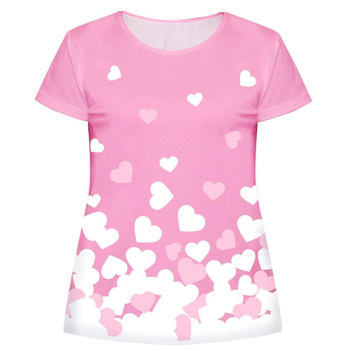 Hearts Pink and White Short Sleeve Tee Shirt - Wimziy&Co.