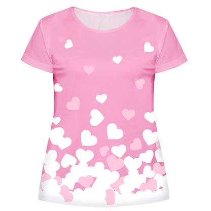 Hearts Pink and White Short Sleeve Tee Shirt - Wimziy&Co.