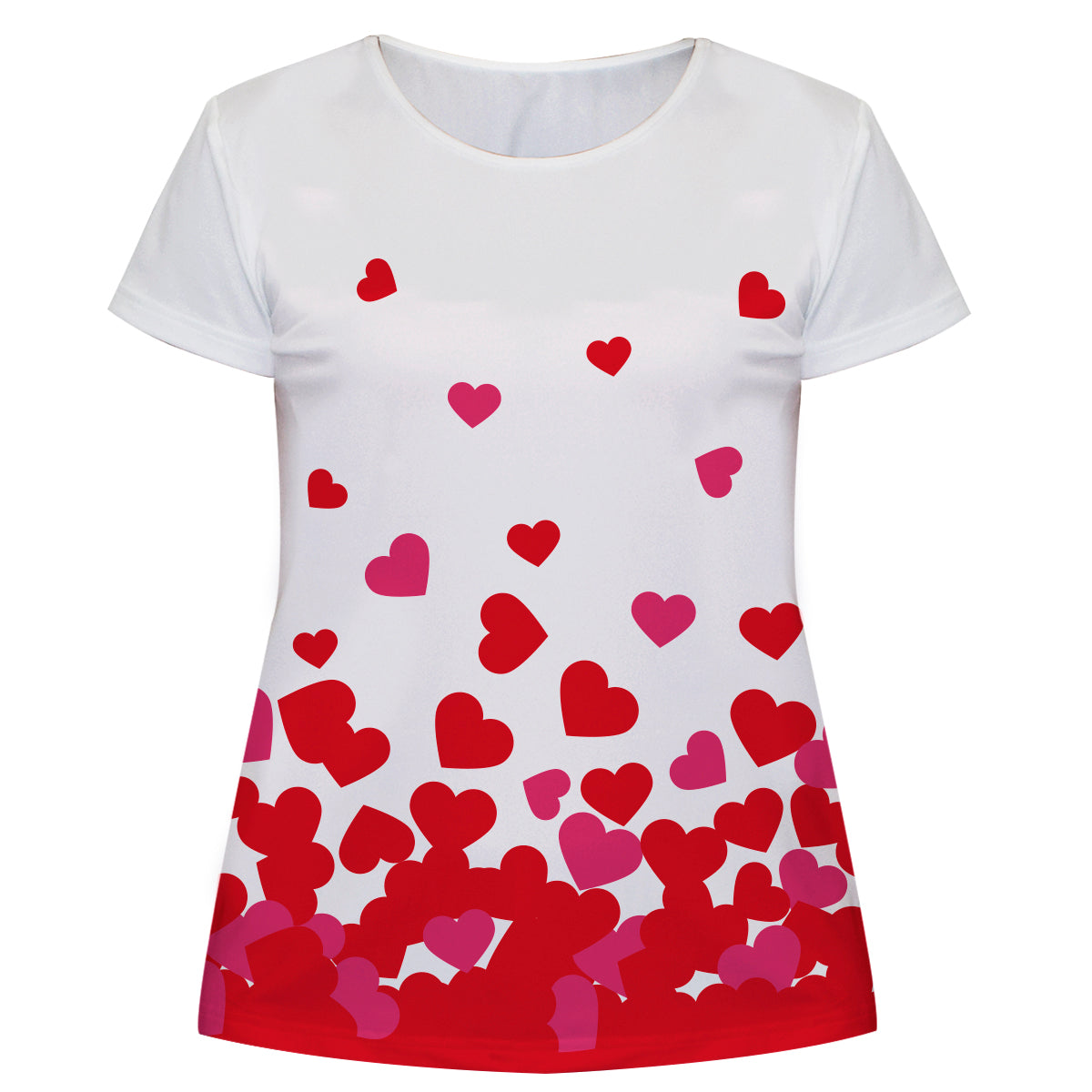 Hearts Print White Short Sleeve Girls Tee Shirt - Wimziy&Co.