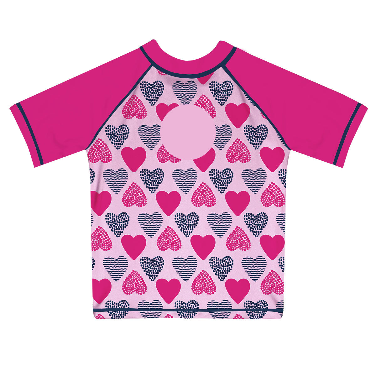 Heart Print Monogram Pink Short Sleeve Rash Guard - Wimziy&Co.