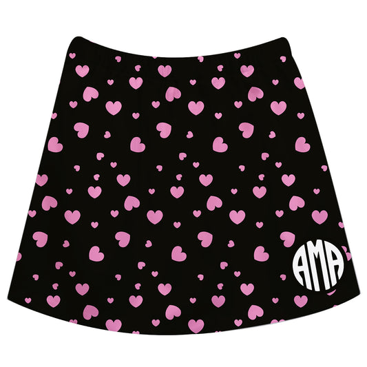 Hearts Print Monogram Black Skirt - Wimziy&Co.